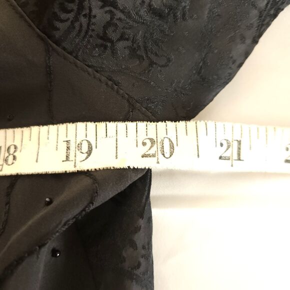 Chico's Design 1 Womens 8 Black Silk Lace Sheer Beaded Button Down Blouse Shirt - Picture 4 of 6